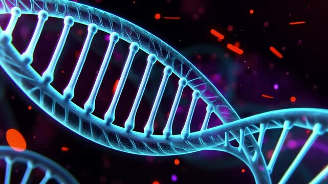 A 3D rendering of DNA strands, highlighting genetic modifications.
