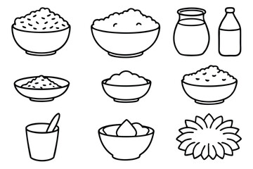 Rice Milk Line Art Minimal Outline for Menu Design  