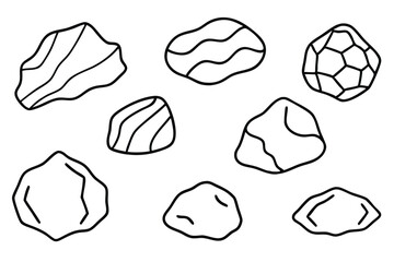 Rocks Line Art Detailed Sketch for Artistic Landscape Design  