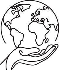 Obraz premium Global earth icon silhouette art in black and white