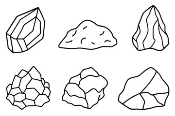 Rocks Line Art Illustration for Geology and Earth Sketch Projects 