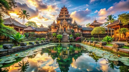 Naklejka premium Peaceful Saraswati Temple in Ubud Bali A Serene Sanctuary of Indonesian Culture