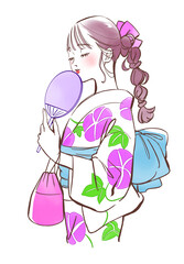 浴衣を着た女性のイラスト