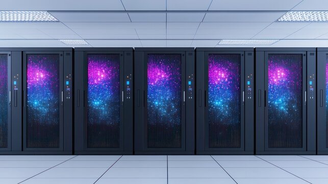 Supercomputer revolutionizing space exploration data center digital art futuristic environment aerial view innovation