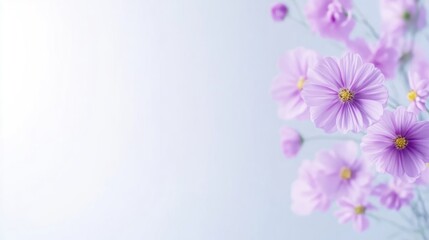 Delicate pastel cosmos flowers, soft light,  pale background