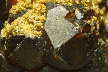 Garnet (andradite, hessanite) crystals. Sinyaya Rechka deposit, Far East, Russia. High...