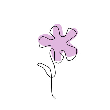 Minimalist Hand Drawn Floral Vector Illustration for Art and Decor, Aesthetic Beautiful Pink Flower