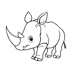 Naklejka premium Baby Rhino Sketch: A charming sketch of a baby rhino, showcasing the innocence of the wild, perfect for wildlife education and creative projects.
