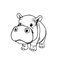 Fototapeta premium Cute Hippo Illustration: An adorable hippo in an artistic illustration, exuding charm with its playful pose and whimsical appeal. Perfect for projects that need a touch of fun.