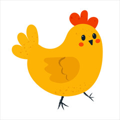 Flat vector characters of chicks, hen, and rooster for Easter. Cute and festive design with farm birds, perfect for spring and holiday themes.