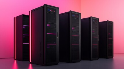 Supercomputer showcase minimalist design data center futuristic environment dynamic viewpoint