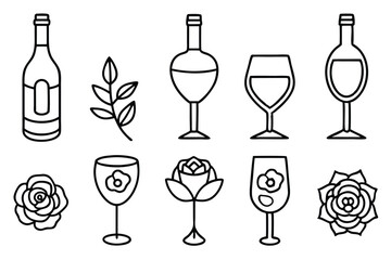 Ros Line Art Illustration Beautiful Floral Sketch for Prints  