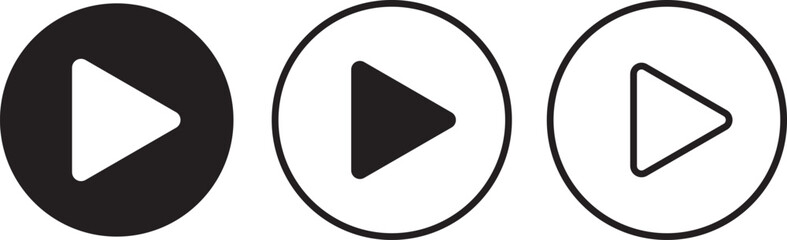 Play button icons. Line style play button
