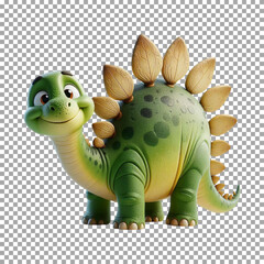 A friendly Stegosaurus, its distinctive back plates, Cute and Friendly Dinosaur Character Illustration on transparent background, png, psd
