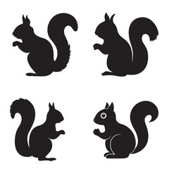Black Squirrel Silhouette Clipart Cute Vector Animal Illustration