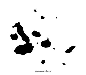 Vector isolated simplified illustration icon with black silhouette of Galapagos Islands map (part of Ecuador). White background