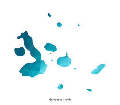 Vector isolated illustration icon with simplified blue silhouette of Galapagos Islands map (part of Ecuador) map. Polygonal geometric style. White background