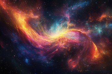 Fototapeta premium Cosmic nebula swirling with vibrant colors