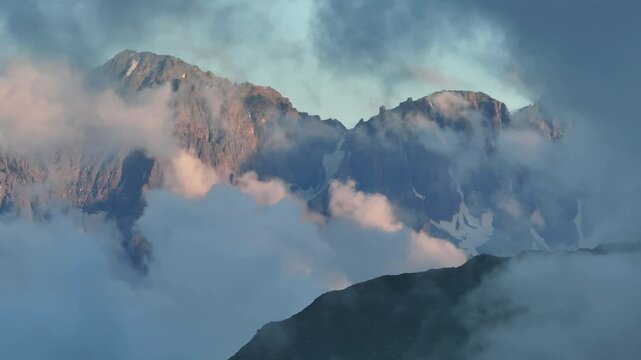 Foggy Kackar Mountains in the Fog Drone Video, Kackar Mountains Plateau Ayder, Camlihemsin Rize, Turkiye (Turkey)