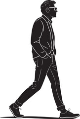 Silhouette of a Stylish Man Walking with Hands in Pockets – Vector Illustration for Fashion, Lifestyle, and Urban Themes
