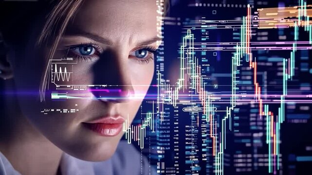A digital scientist analyzing neural network predictions for financial insights.