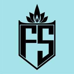 FS Logo with Elegant Crown Symbol and Shield