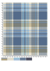Plaid fabric pattern, blue, brown, cream, seamless for textiles, and for designing clothes, skirts or decorative fabrics. Vector illustration.
