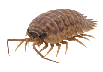 Detailed close-up of a realistic isopod showcasing its segmented body and antennae