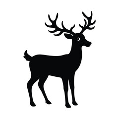 Rudolph Silhouette Vector Illustration on White Background