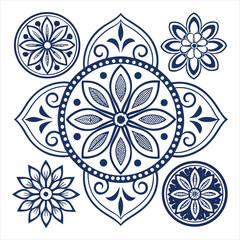 Mandala Silhouette with Intricate Symmetrical Geometric Pattern