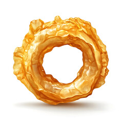 Fototapeta premium Golden and crispy onion rings with a light, crunchy batter and tender onion inside, isolated white background