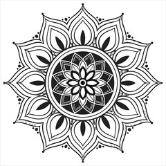 Mandala Silhouette with Intricate Symmetrical Geometric Pattern