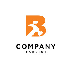 Letter B Hammer Contruction Logo Icon Vector