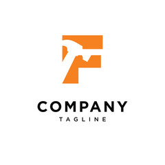 Letter F Hammer Contruction Logo Icon Vector