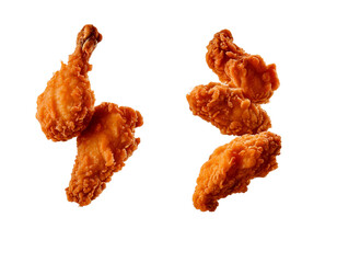 Fried chicken levitating, transparent background, isolated image, generative AI
By Elmi