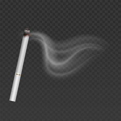 Cigarette with smoke effect isolated on a transparent background Realistic Smoke Steam Fog Effects 