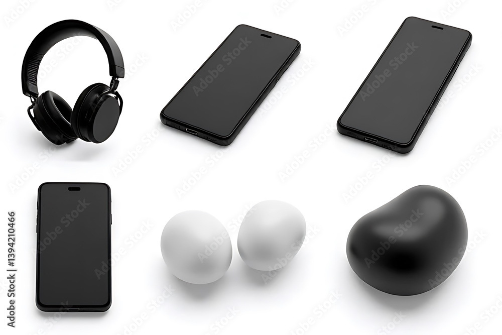 Aufkleber tech accessories showcase studio setup photography display minimalist environment flat lay view
