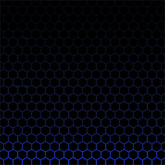 Dark Hexagonal Grid Pattern with Gradient Blue Highlights