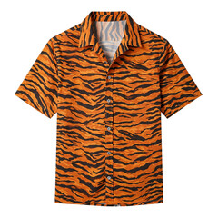 Tiger skin pattern beach shirt isolated on transparent background 