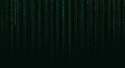 Digital Matrix Code Background with Green Binary Digits on Black for Futuristic Tech Aesthetics