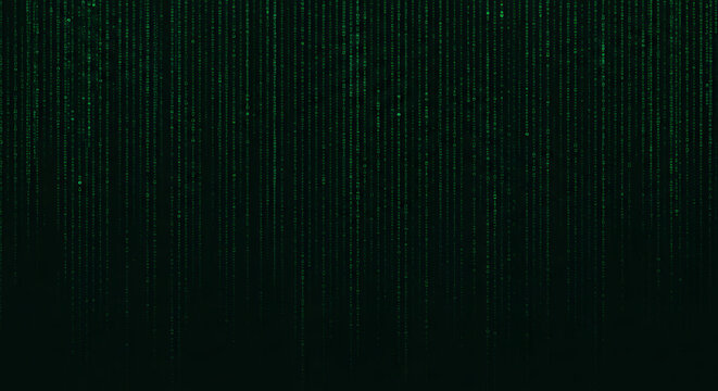Digital Matrix Code Background with Green Binary Digits on Black for Futuristic Tech Aesthetics