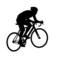 Fototapeta premium Cyclist in Motion Riding a Bicycle Against a White Background 
