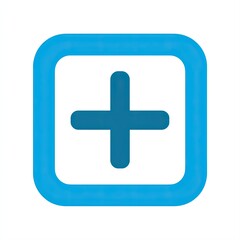 Obraz premium Blue Plus Sign Icon in Rounded Square Frame on White Background