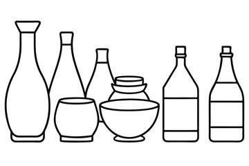 Sake Line Art Illustration Detailed Sketch for Visual Design  