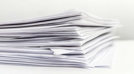 Neatly Stacked White Papers on a Clean Surface for Office or Business Use