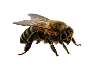 Close-up of a bee showcasing intricate details of its anatomy and wings