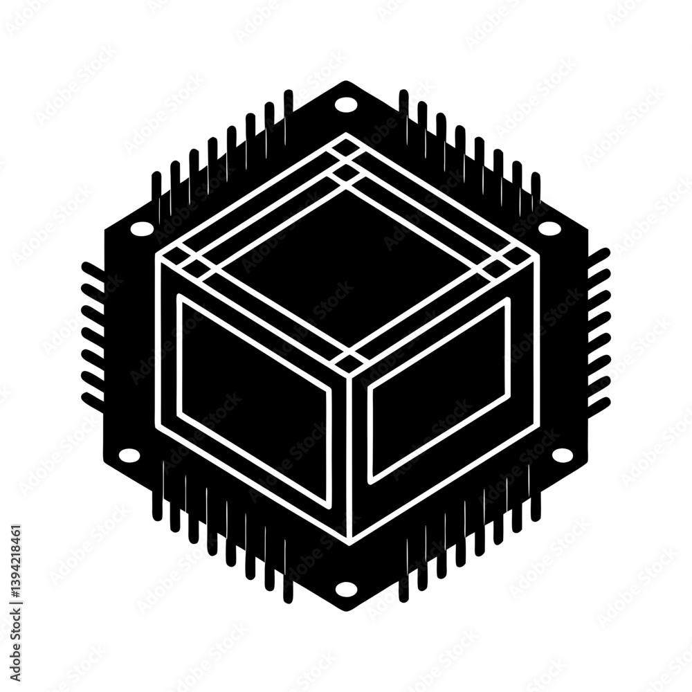 Poster graphics processing unit silhouette vector