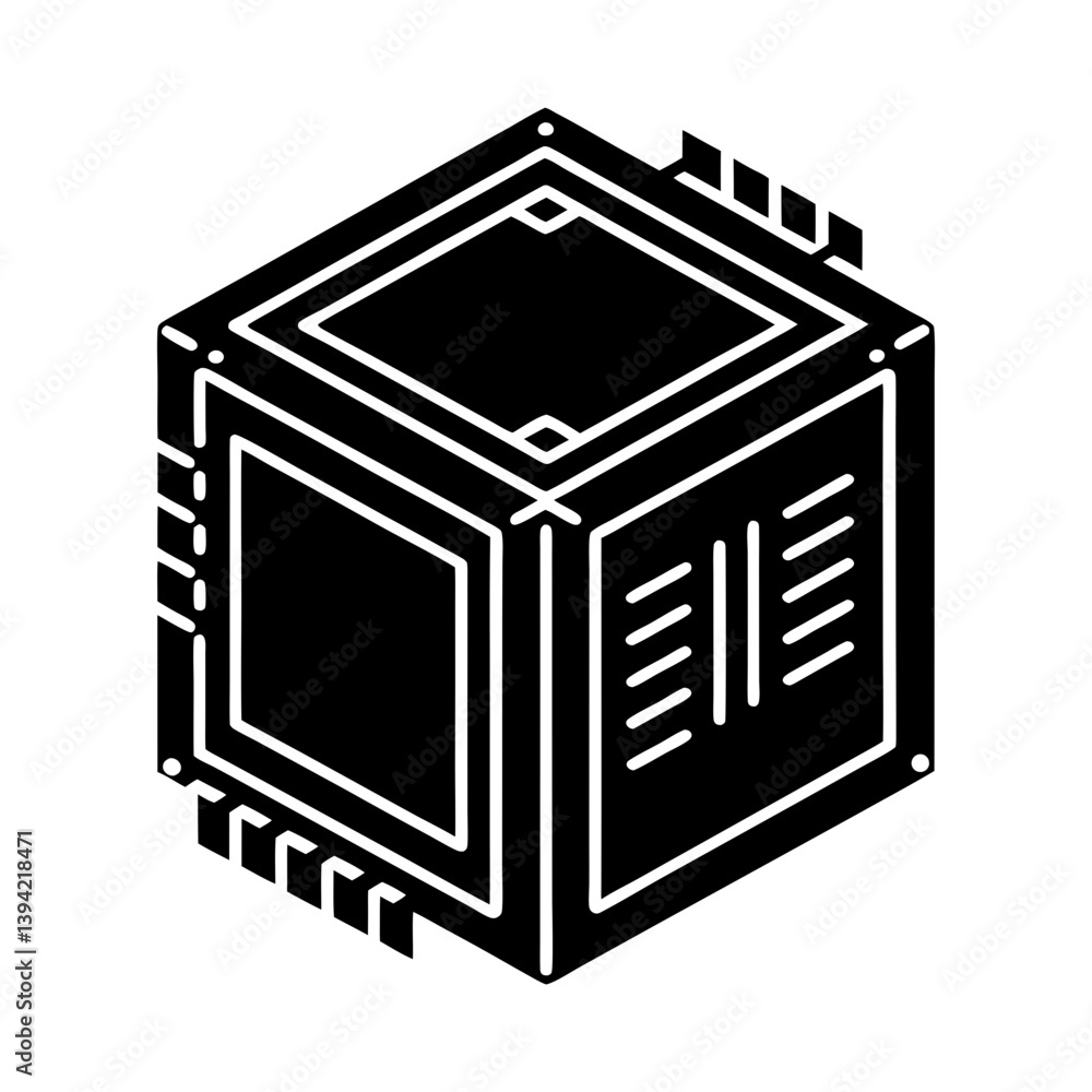 Poster graphics processing unit silhouette vector