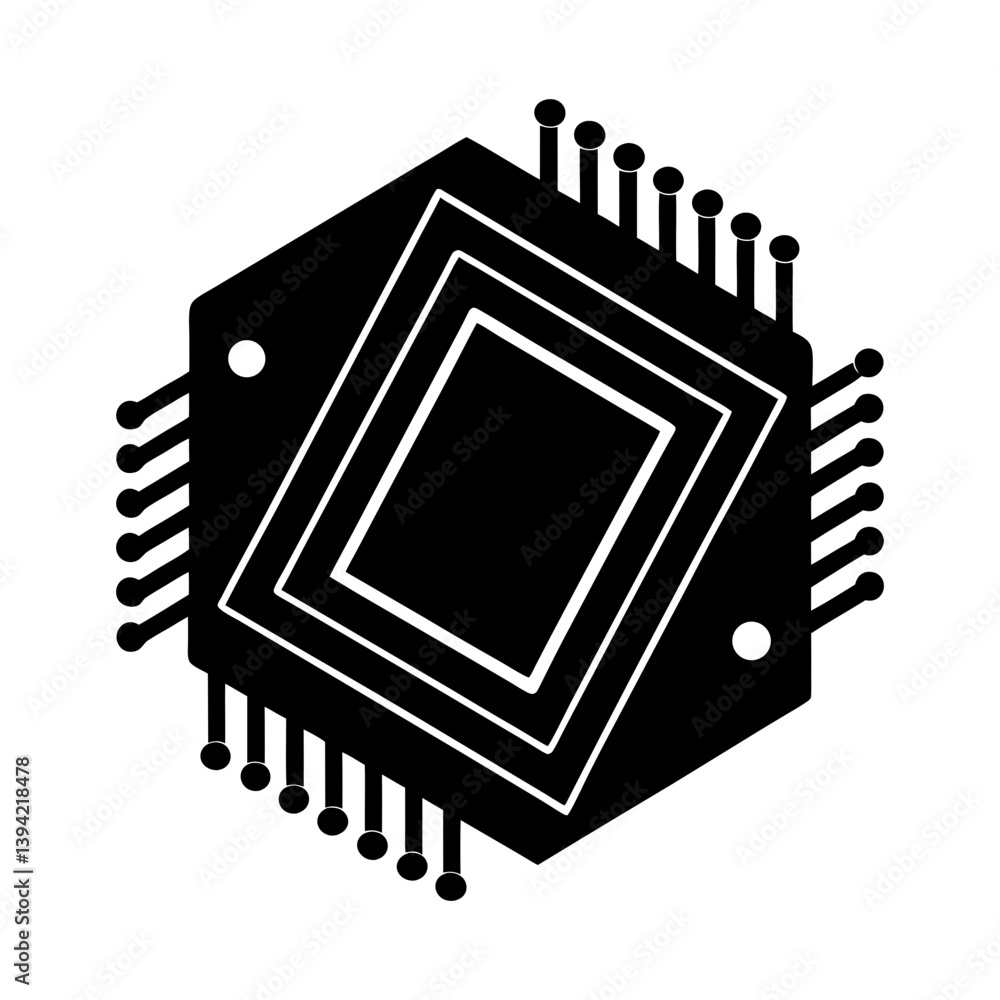 Poster graphics processing unit silhouette vector