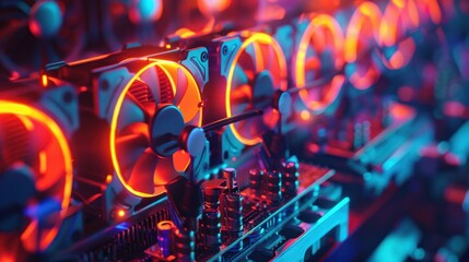 Fototapeta premium Active Heat Transfer: The controlled movement of heat using external energy sources, such as fans and pumps, in systems like HVAC or industrial processes to optimize thermal flow.